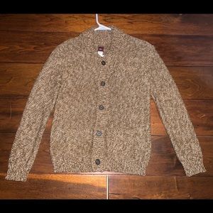 Marled Brown Boys Cardigan L l(8-10)